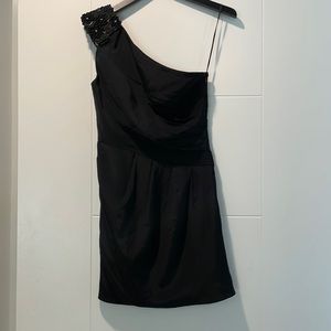 Black one shoulder mini dress